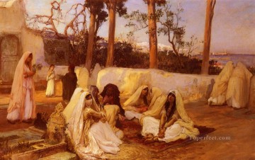 Mujeres en el cementerio Argel Árabe Frederick Arthur Bridgman Pinturas al óleo